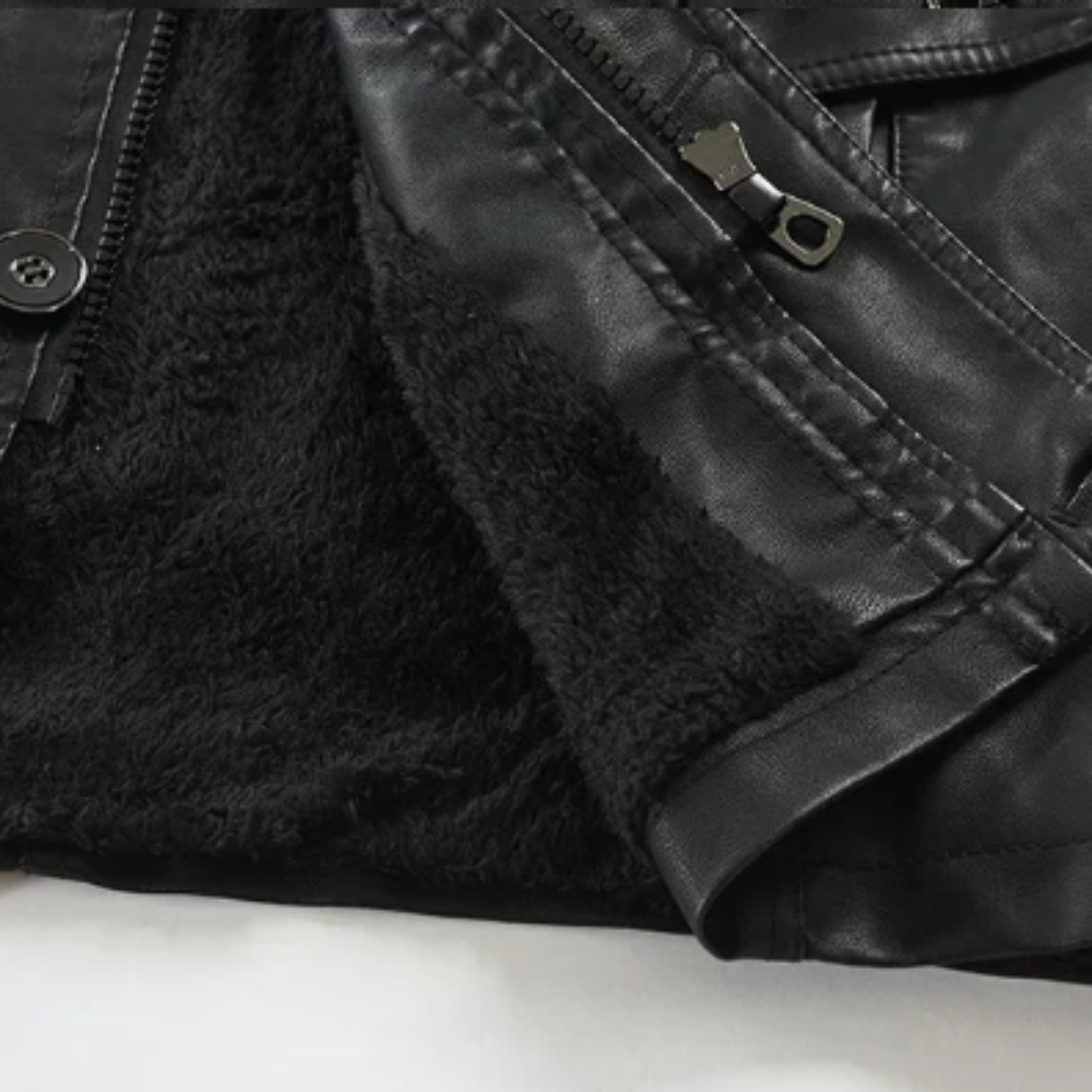 Elegante lange Bikerjacke aus Leder