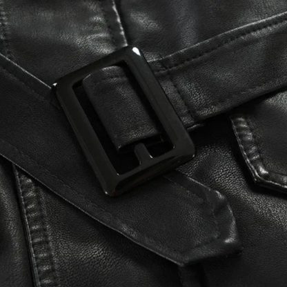 Elegante lange Bikerjacke aus Leder