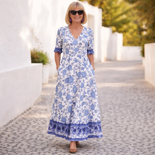 Elly | Elegantes Blumenkleid mit einem lässigen Flair