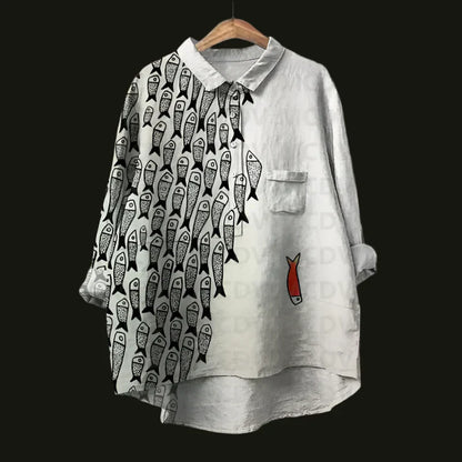 Rael | Bequemes Vintage-Shirt mit Fischdesgin |