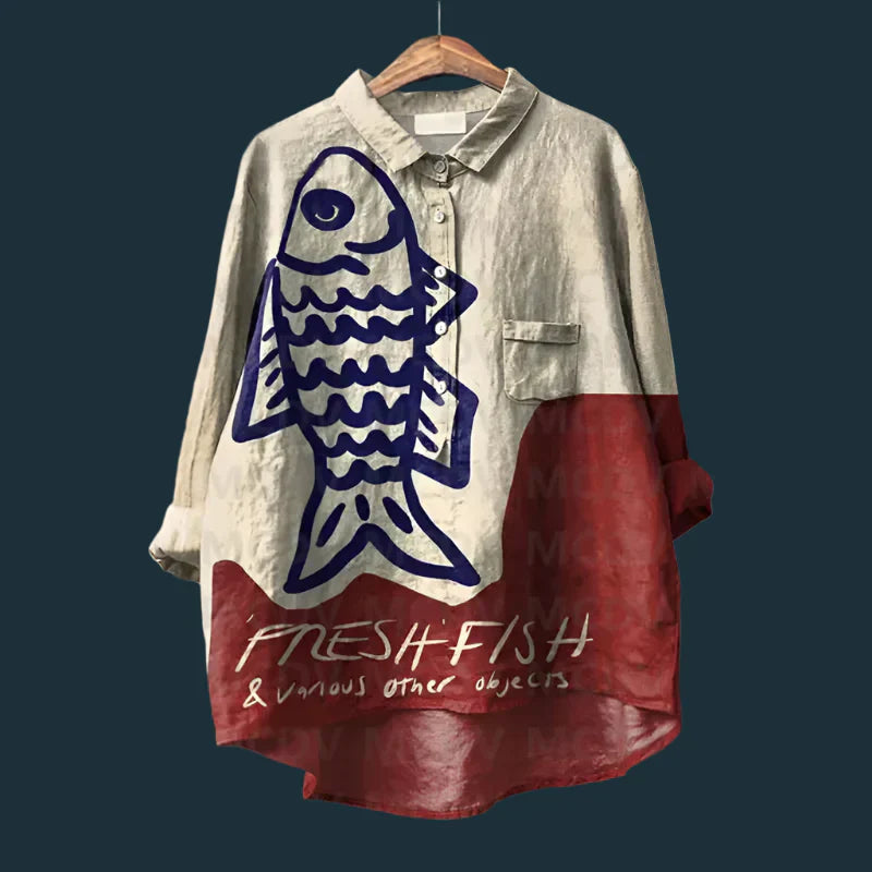 Rael | Bequemes Vintage-Shirt mit Fischdesgin |