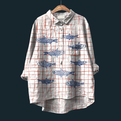 Rael | Bequemes Vintage-Shirt mit Fischdesgin |
